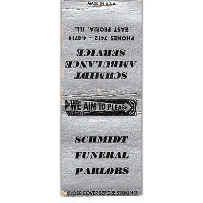 Schmidt Funeral Parlors East Peoria IL Vintage Matchbook Cover SC7-Y7