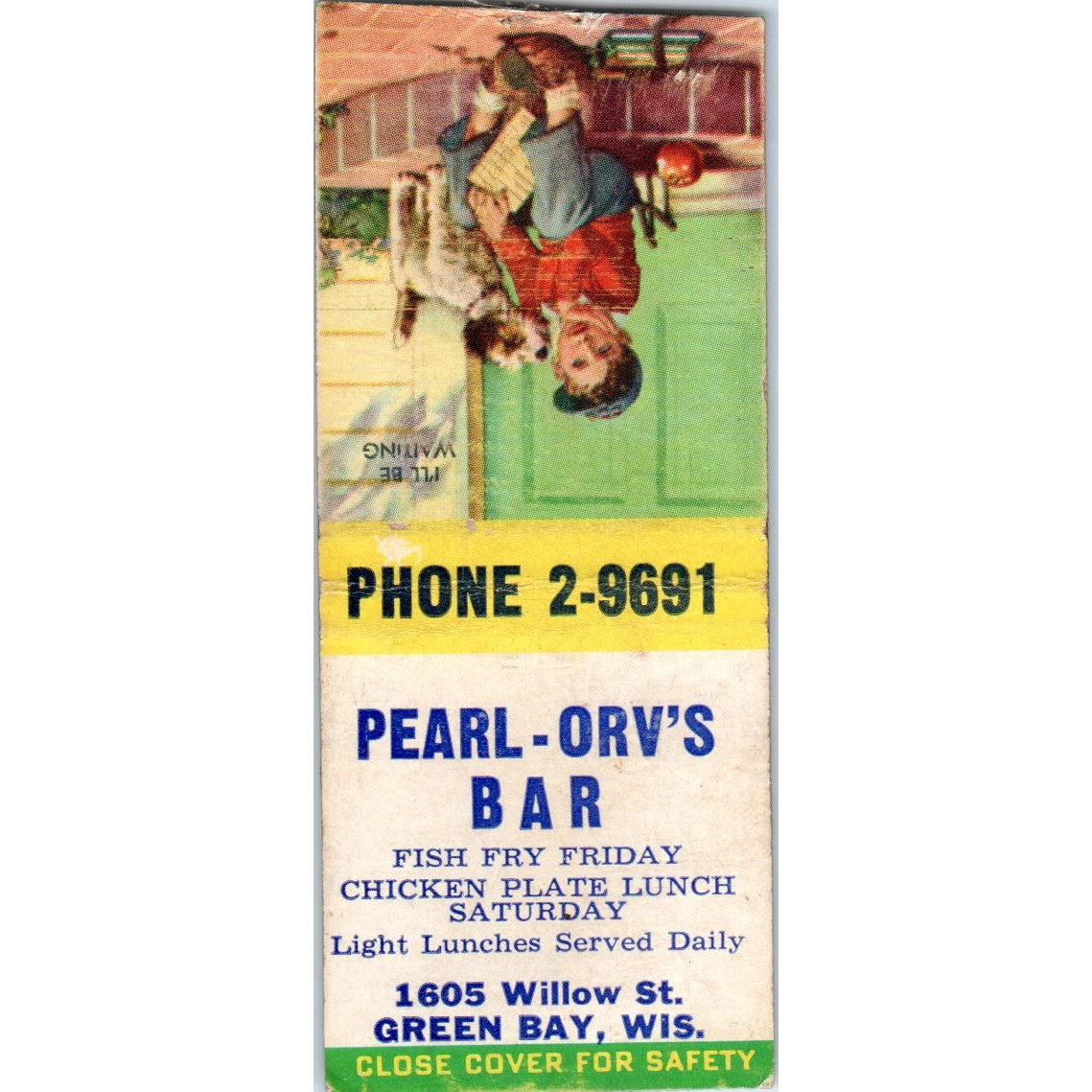 Pearl - Orv's Bar Green Bay WI Vintage Matchbook Cover SD4-Y10