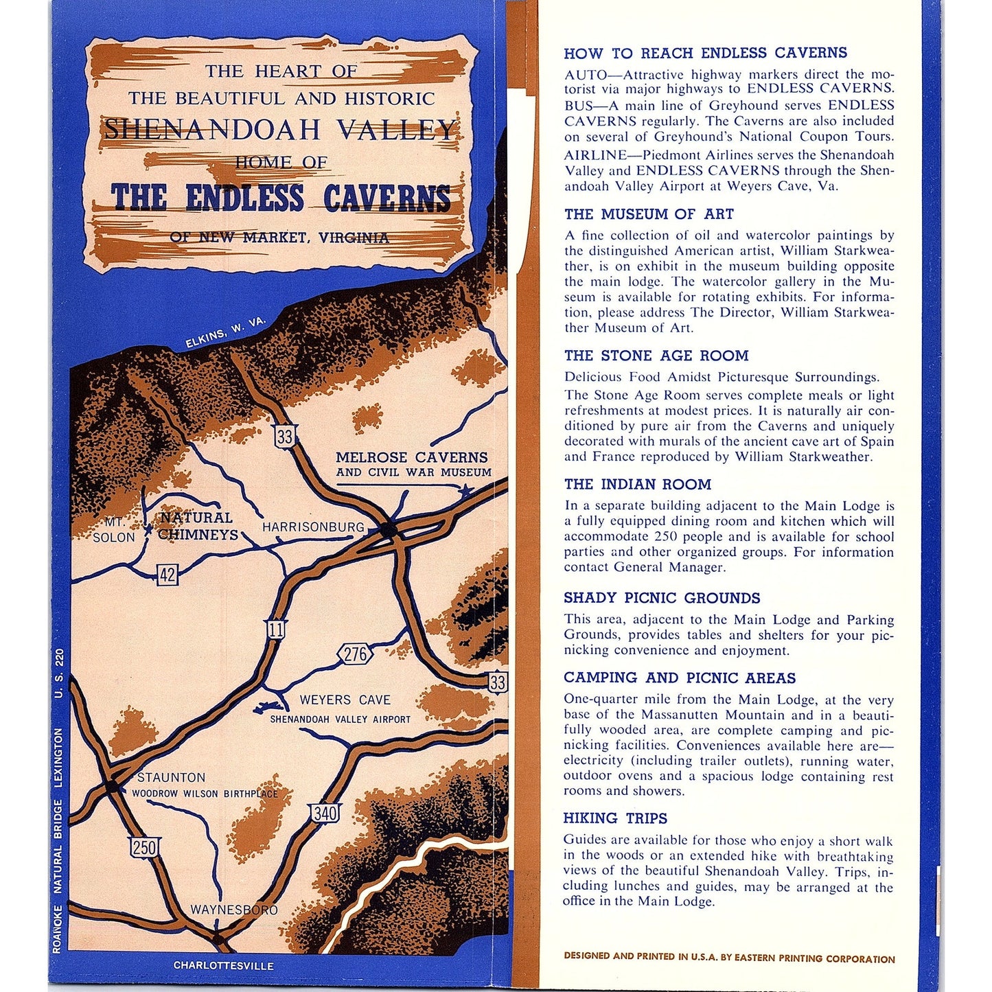 The Endless Caverns New Market VA 1960s Travel Brochure TH2-TB3