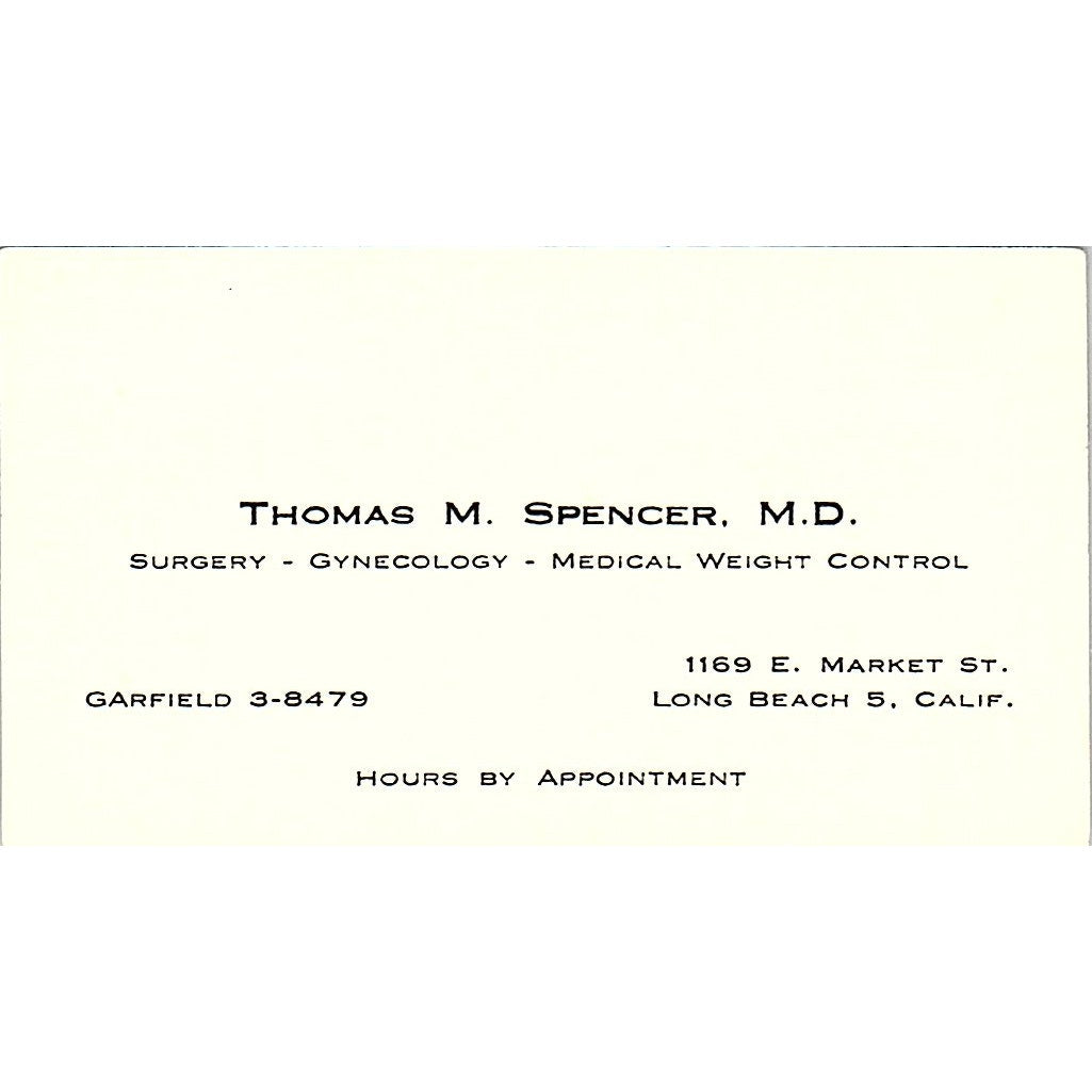 Surgery-Gynecology-Medical Weight Control Thomas LBC CA Business Card SF3-B9