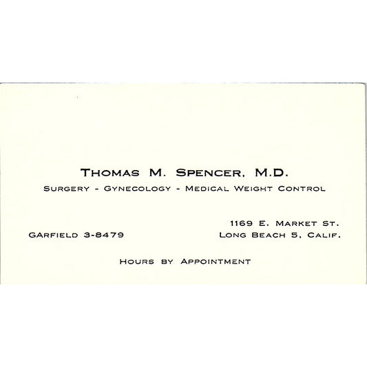 Surgery-Gynecology-Medical Weight Control Thomas LBC CA Business Card SF3-B9