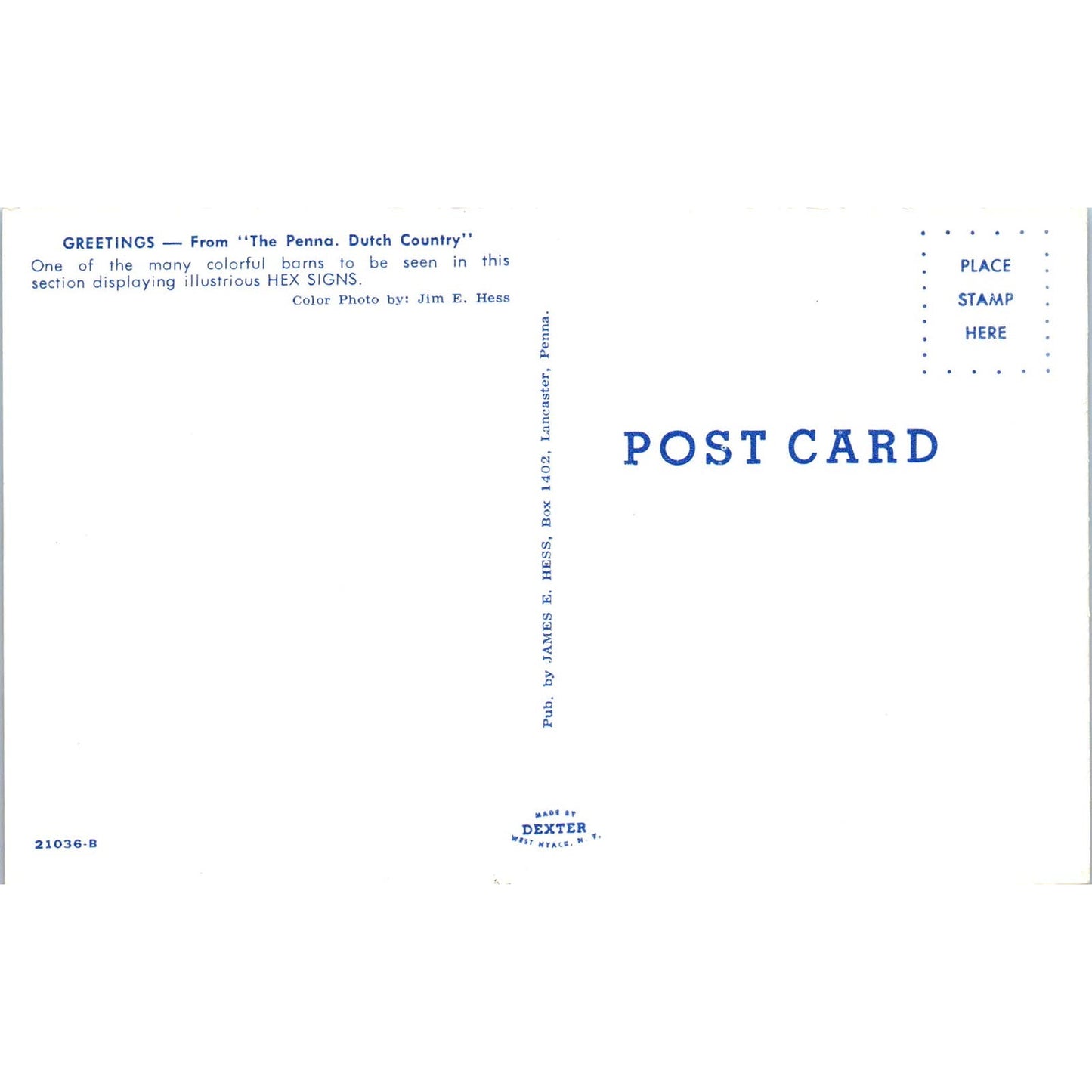 Amish Hex Sign White Barn Pennsylvania Dutch Country Postcard PD8