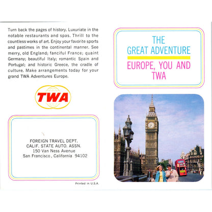 1960s TWA Airlines European Travel Brochure AF7-E10