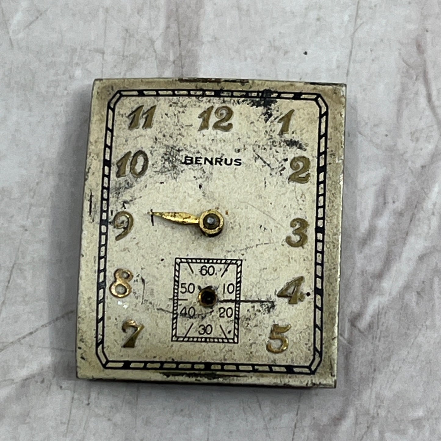 Vintage Benrus Watch Movement & Dial Model AX3 17 Jewel Repairs Parts SE5