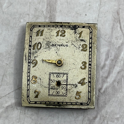 Vintage Benrus Watch Movement & Dial Model AX3 17 Jewel Repairs Parts SE5