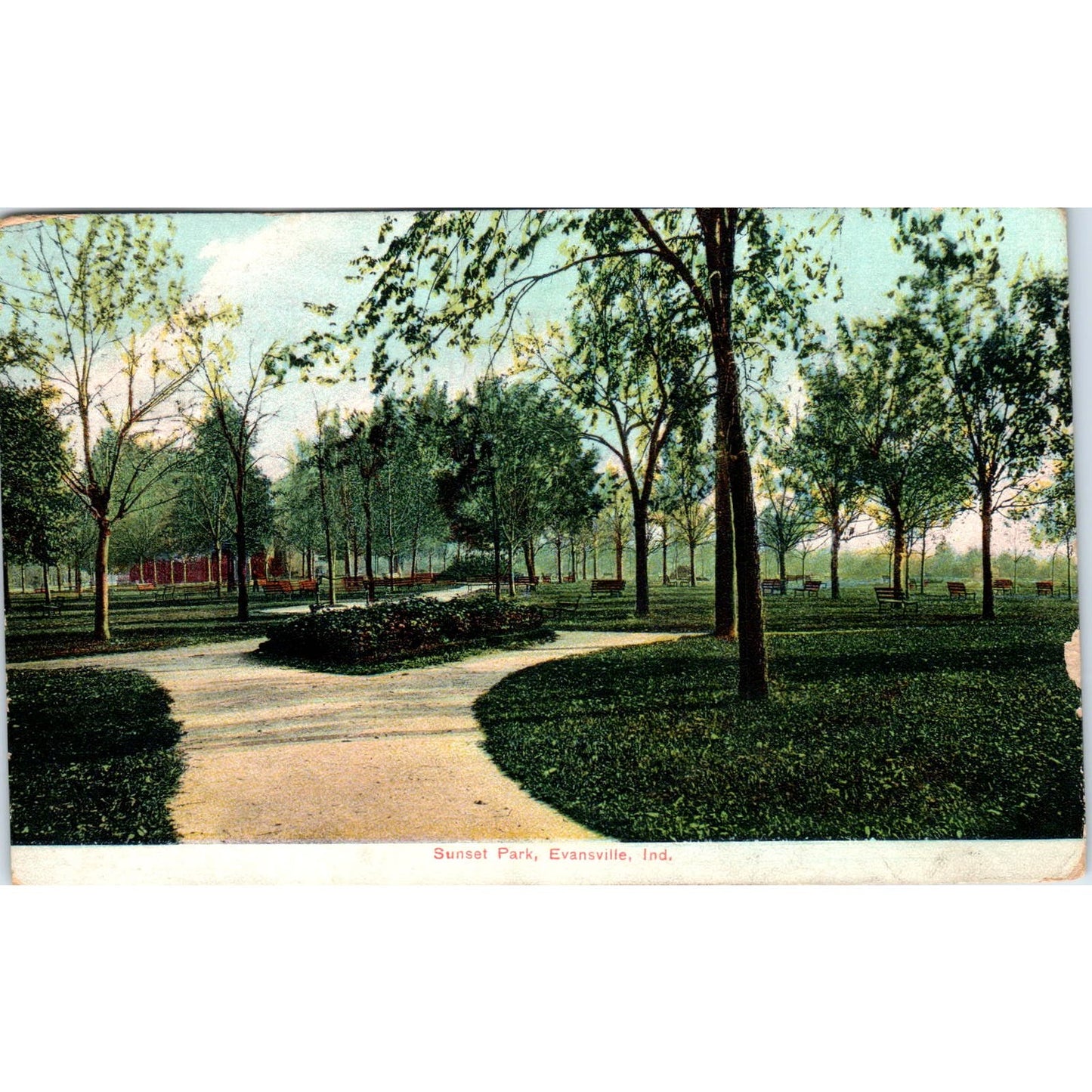 1909 Sunset Park Evansville Indiana Postcard PD3