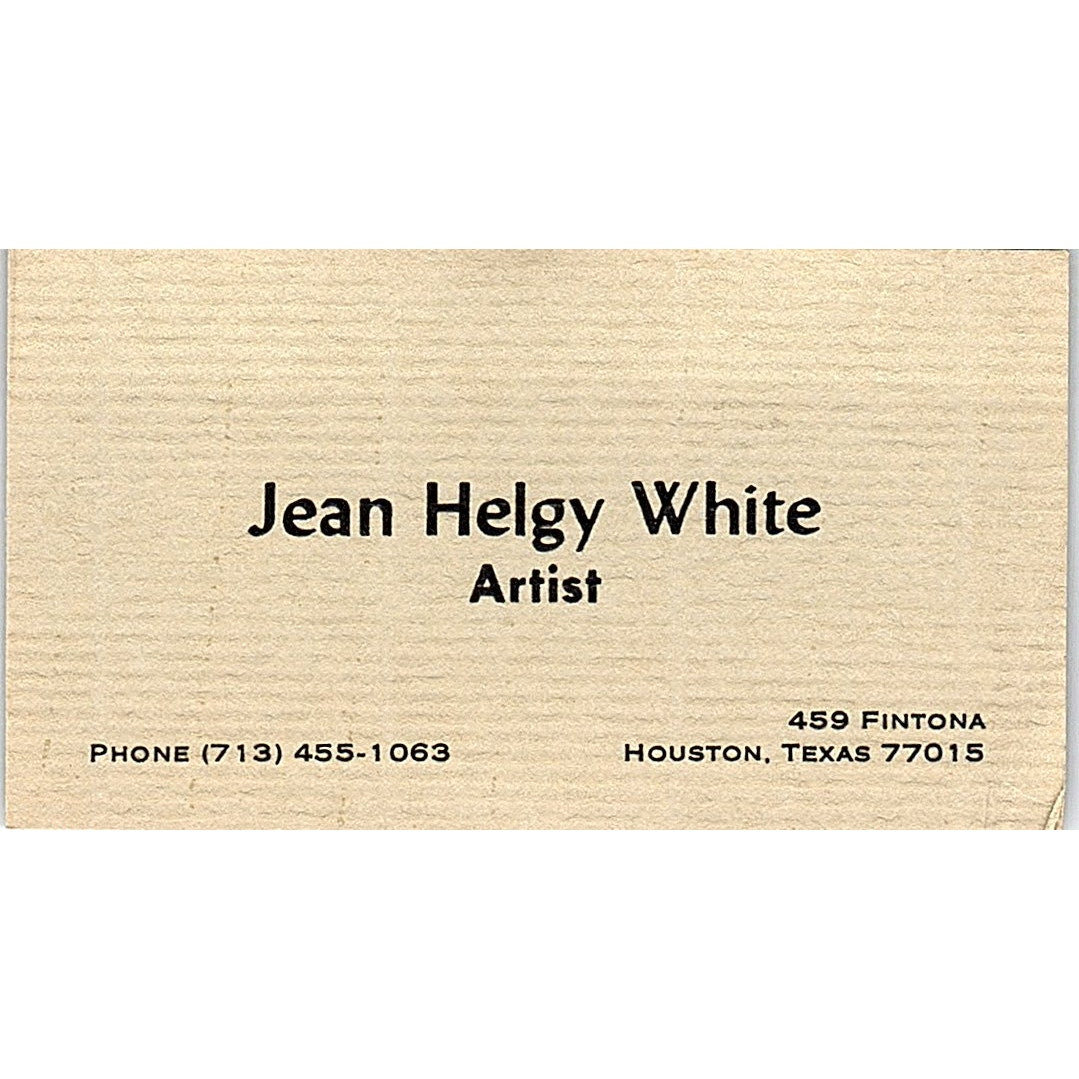 Jean Helgy White Landscapes Artist Houston TX Vintage Business Card SE3-B10