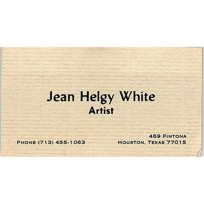 Jean Helgy White Landscapes Artist Houston TX Vintage Business Card SE3-B10
