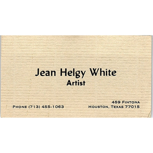Jean Helgy White Landscapes Artist Houston TX Vintage Business Card SE3-B10