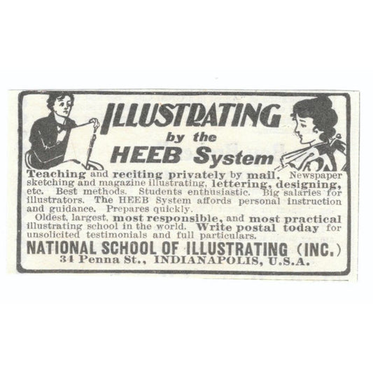Illustrating by the Heeb System Indianapolis 1905 Original Advertisement AE7-SA1
