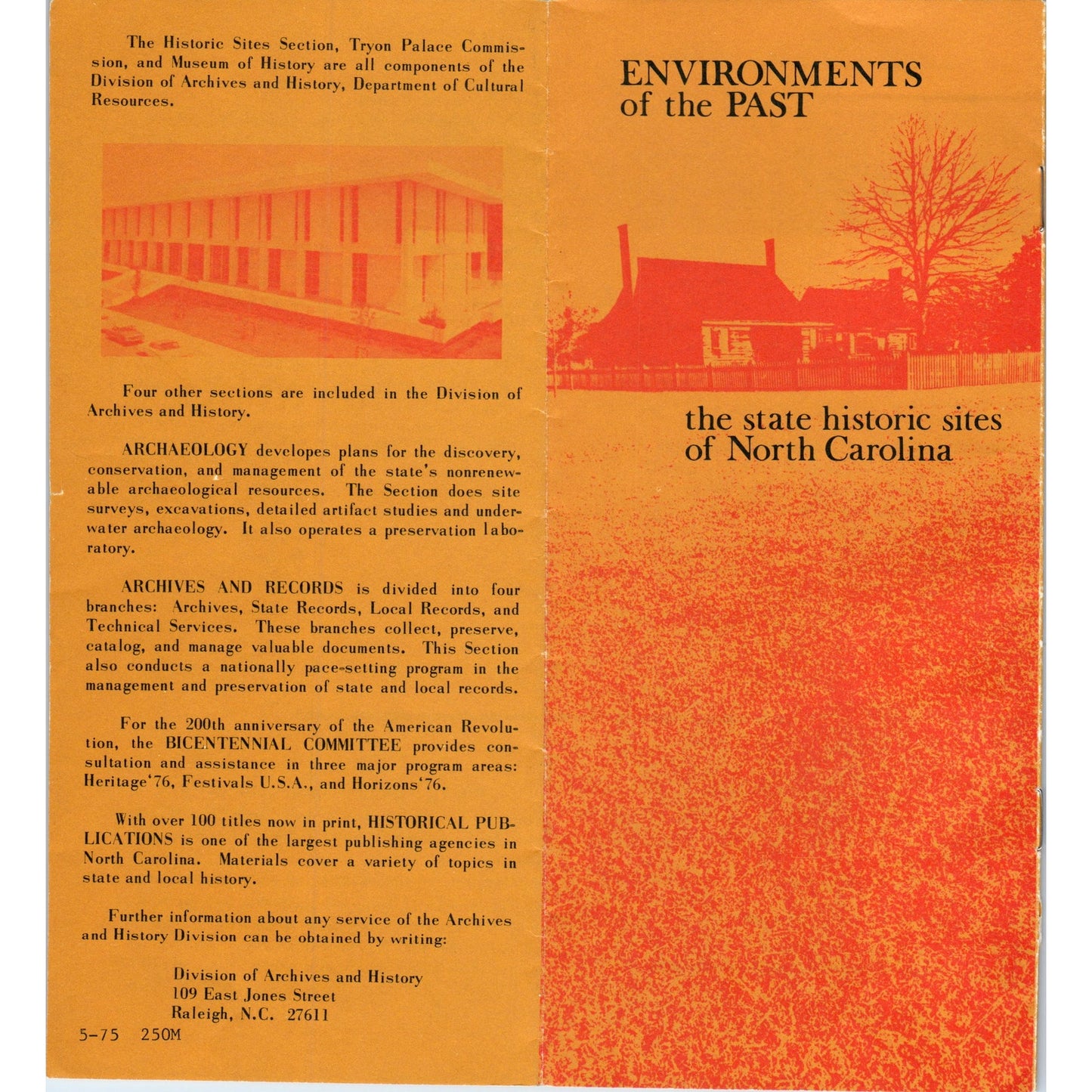 Vintage Environments of the Past NC State Historic Sites Travel Brochure H5-5