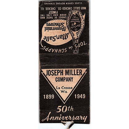 1949 Joseph Miller Co 50th Anniversary La Crosse WI Vtg Matchbook Cover SF3-Y5