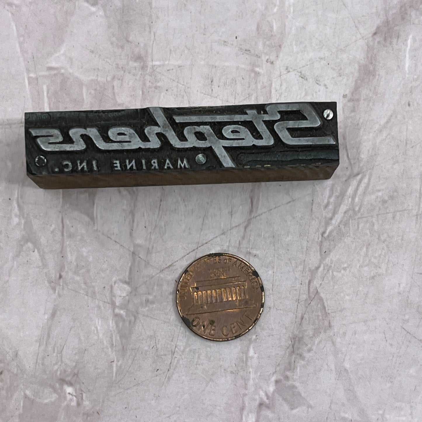 Retro Stephens Marine Inc Vintage Letterpress Printers Block Plate SF5