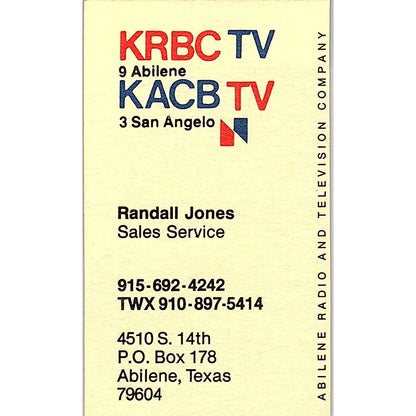 Abilene Radio and Television Company Randall Jones Abilene TX Card SSB4-B12