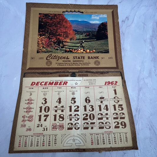 1962 Citizens State Bank Calendar Winsted MN V23