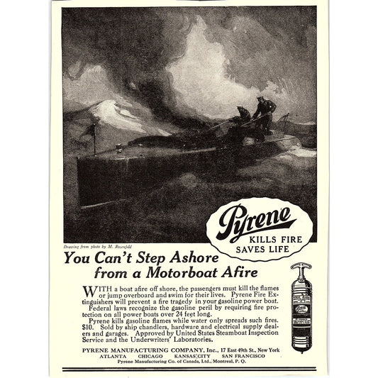 Pyrene Kills Fire Saves Lives Pyrene Mfg Co M. Rosenfeld c1920 Ad AF8-10