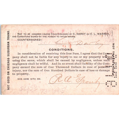 1902 Chicago, Milwaukee & St. Paul Railway Pass R.A. Grout AD8-RS1