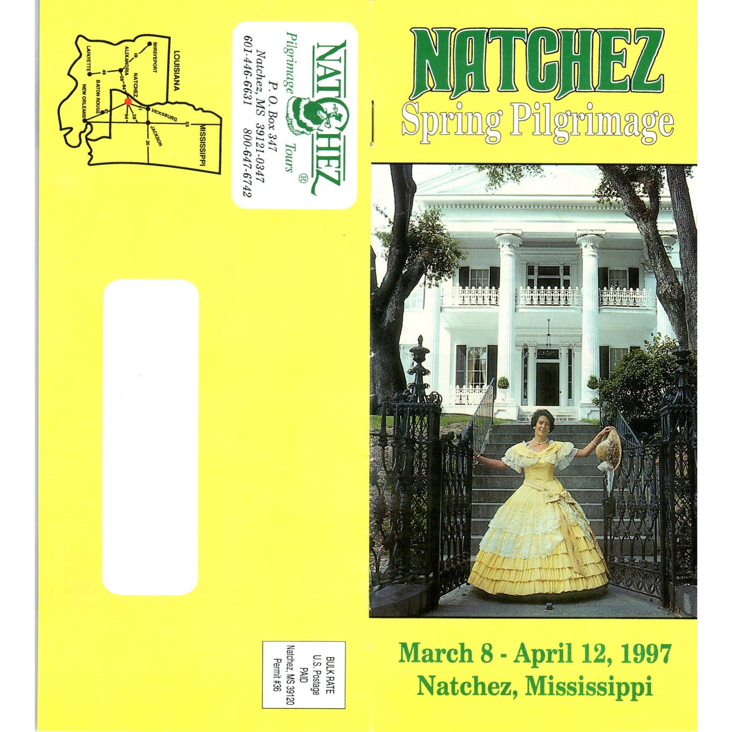 1997 Natchez Spring Pilgrimage Natchez Fold Out Travel Brochure TF4-B1