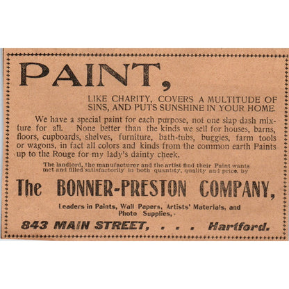The Bonner-Preston Company Paint 1901 Newspaper Ad AD8-H2