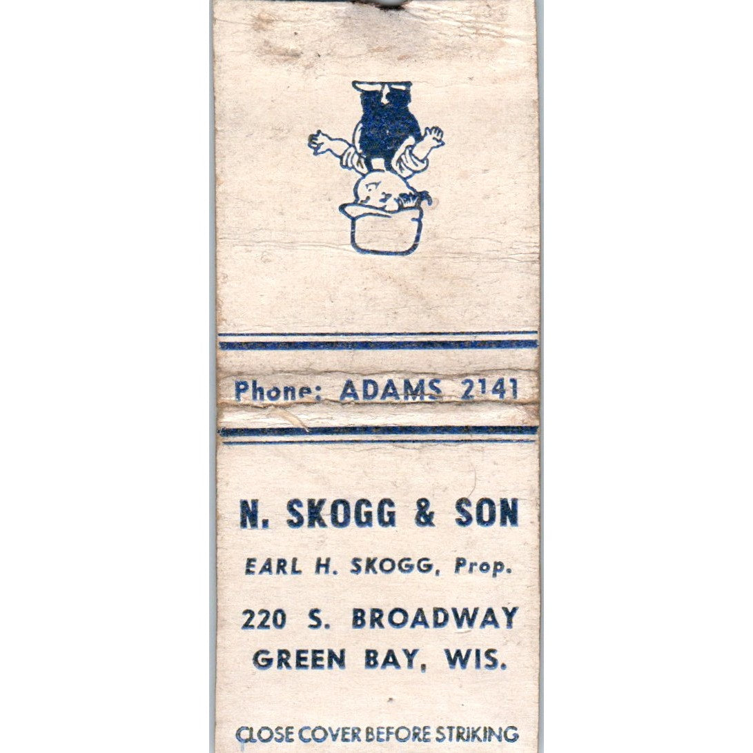N. Skogg & Son Green Bay Wisconsin Vintage Matchbook Cover SF4-Y5