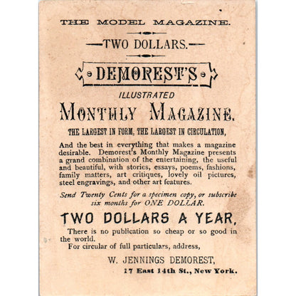 W. Jennings Demorest's Monthly Magazine c1880 Victorian Trade Card AB6-1