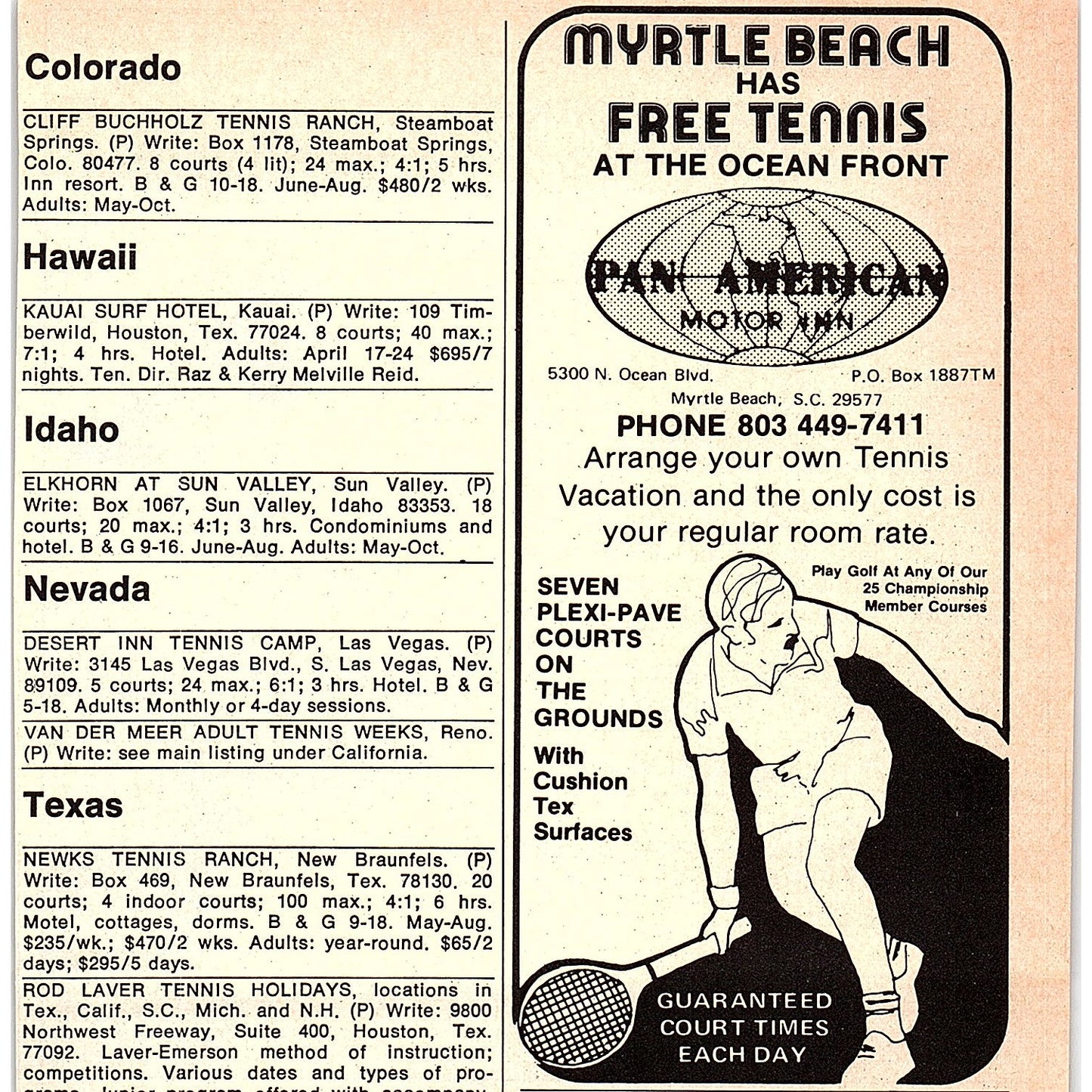 Tennis Improvement Clinics Howdy Letzring Tarpon Springs FL 1977 Ad AF3-M2