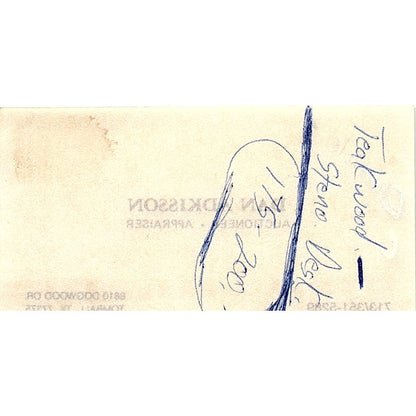 Dan Adkisson Auctioneer Appraiser Tomball TX Vintage Business Card SE3-B16