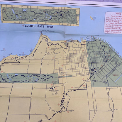 1960s Tour Map of San Francisco California Fold Out Travel Map TH9-CB