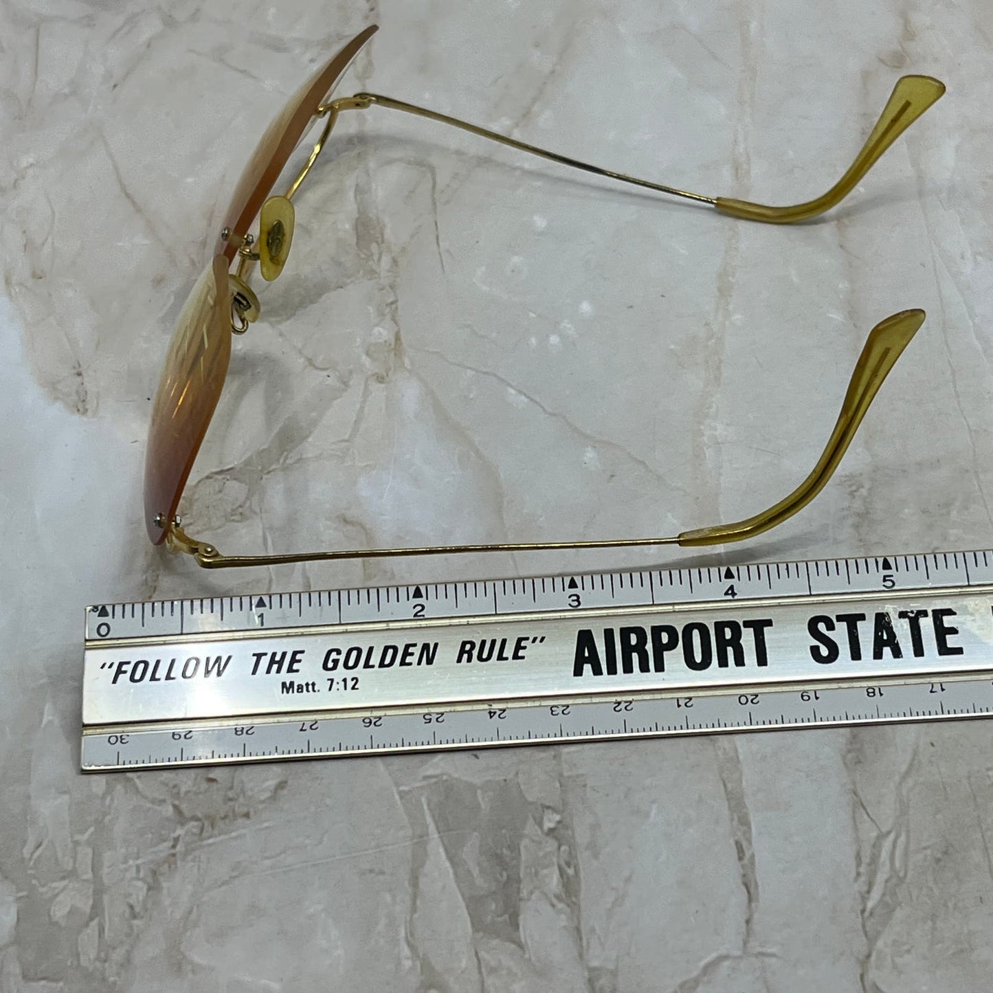 Vintage Aviator Rimless Gold Tone Eyeglasses Frames TD5G1-7