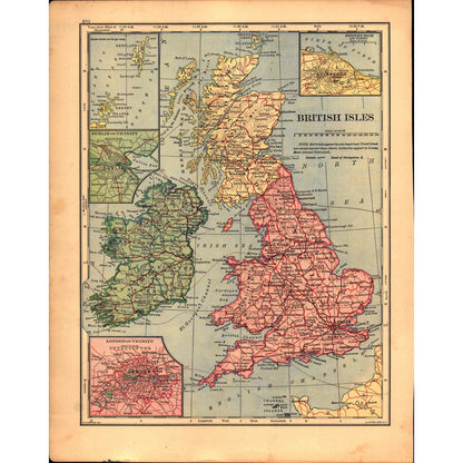 British Isles & Central Europe Double Sided 1901 Map V14-1
