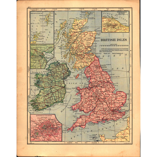 British Isles & Central Europe Double Sided 1901 Map V14-1