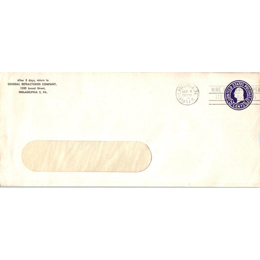 1951 Postal Cover Envelope General Refractories Company Philadelphia TH9-L1
