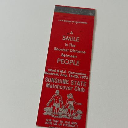 Sunshine State Matchcover Club RMS Convention 1972 Vintage Matchbook TB6-MB2-5