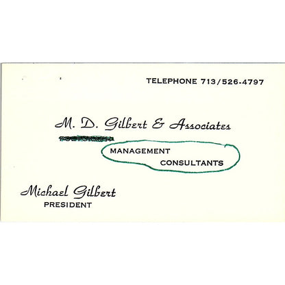 M.D. Gilbert & Associates Michael Gilbert Houston Vintage Business Card SF3-B4