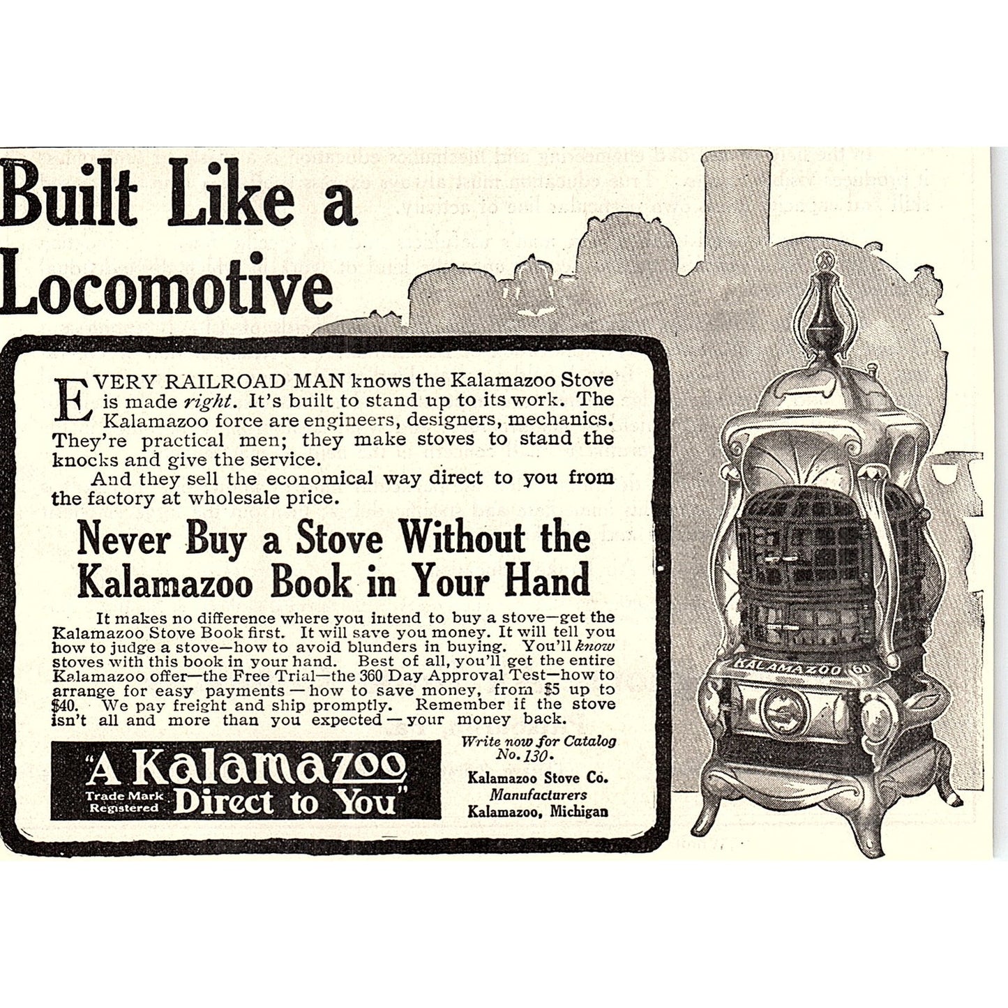 Kalamazoo Stove Co Michigan - Built Like a Locomotive 1914 Original Ad AF3-10