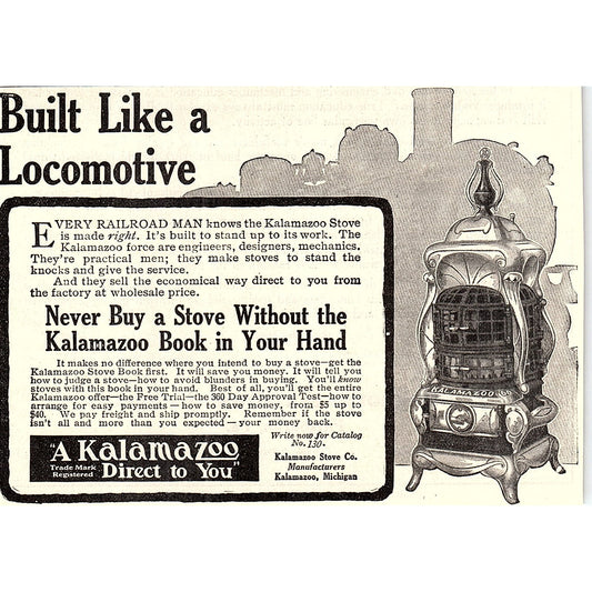 Kalamazoo Stove Co Michigan - Built Like a Locomotive 1914 Original Ad AF3-10