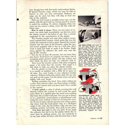 How to Install Tough Plastic Counter Tops Darrell Huff 3-Page 1955 Article AG1-4