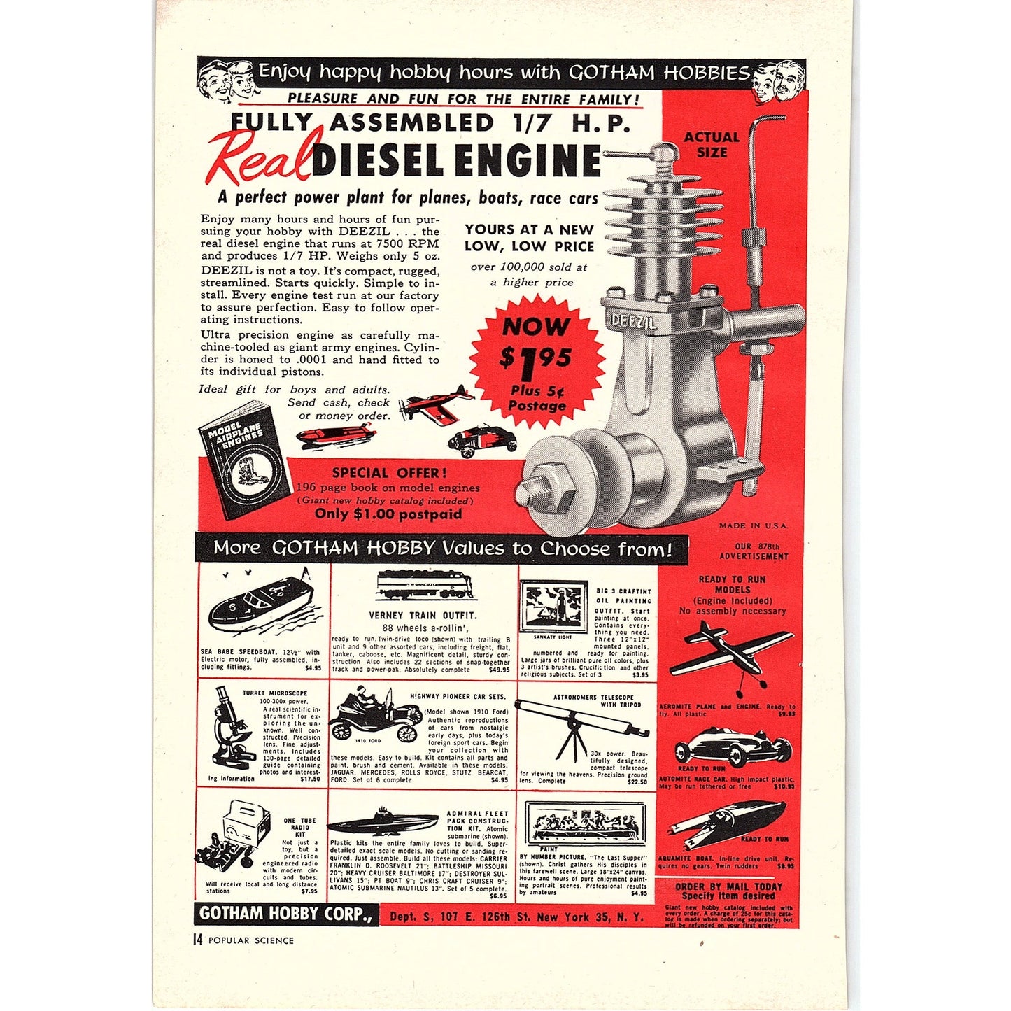 Gotham Hobby Corp - Real Diesel Engine 1955 Ad AG1-7