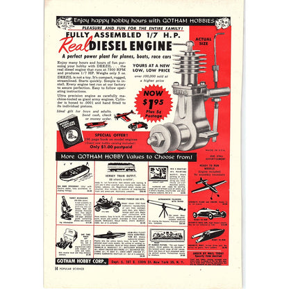 Gotham Hobby Corp - Real Diesel Engine 1955 Ad AG1-7