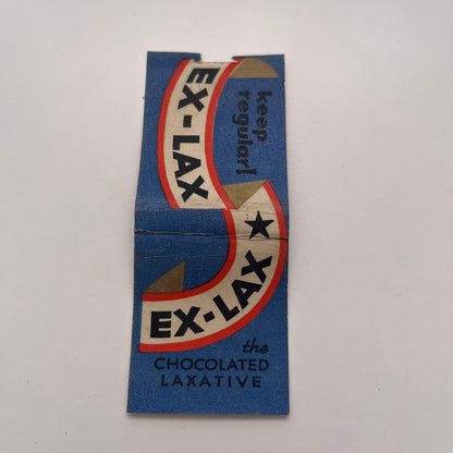 Ex-Lax Chocolate Laxatives Keep Regular Vintage Matchbook Cover MM3-4
