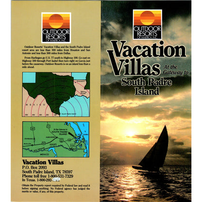 1980s Vacation Villas at the Gateway to South Padre Island Brochure TF4-BC