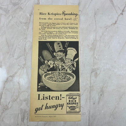 1933 Kelloggs Rice Krispies Snap Crackle Pop 4.5x12 Magazine Advertisement FL6-6
