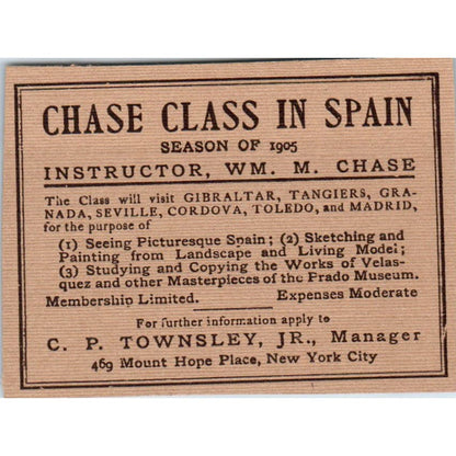 1905 Wm. M. Chase Class in Spain c1905 Victorian Ad AE9-MA10