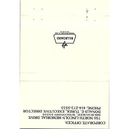 Milwaukee County War Memorial Center Inc Large Vintage Matchbook TB6-MB2-10
