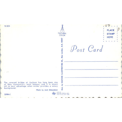 Jackson Bridge in Winter New Hampshire Covered Bridge Postcard PC3