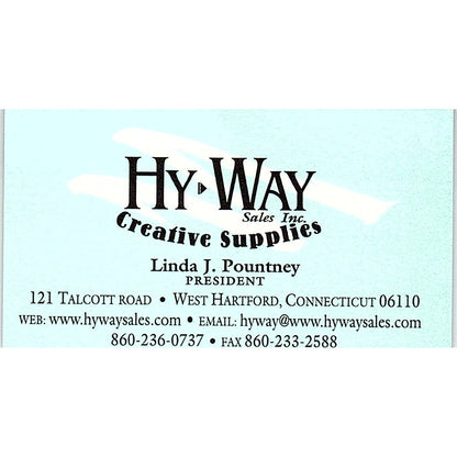 Hy-Way Sales Inc Linda J Pountney West Hartford CT Vintage Business Card SC9-B8