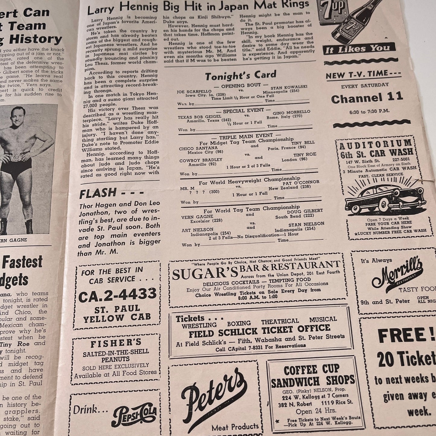 Vern Gagne Killer Kowalski May 19 1962 Wrestling Facts Program & Card V1-3