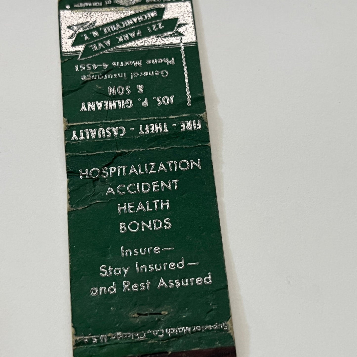 Jos. P. Gilheany & Son Mechanicsville PA Vintage Matchbook Cover TB6-MB1-14