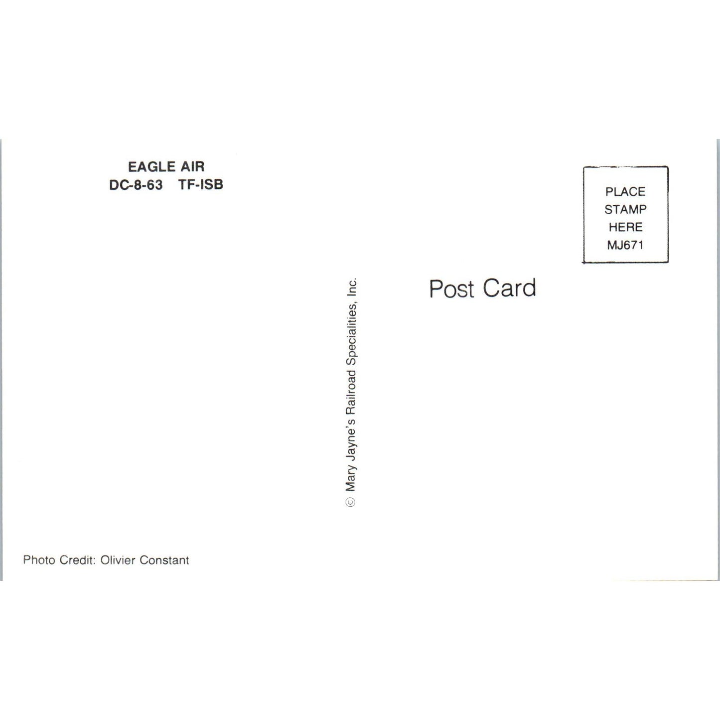 Eagle Air DC-8-63 Vintage Postcard PC3