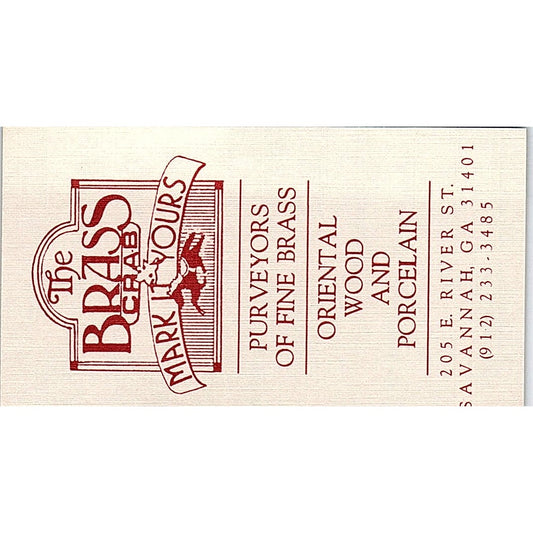 The Brass Crab Purveyors of Fine Brass Savannah GA Vintage Business Card SF3-B4